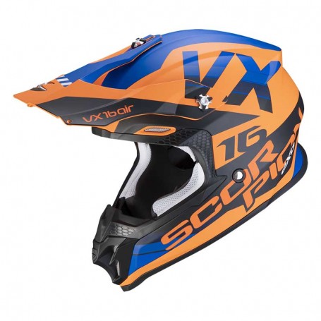 CASCO SCORPION VX 16 AIR X-TURN AZUL Y NARANJA
