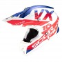 CASCO SCORPION VX 16 AIR X-TURN AZUL BLANCO Y ROJO