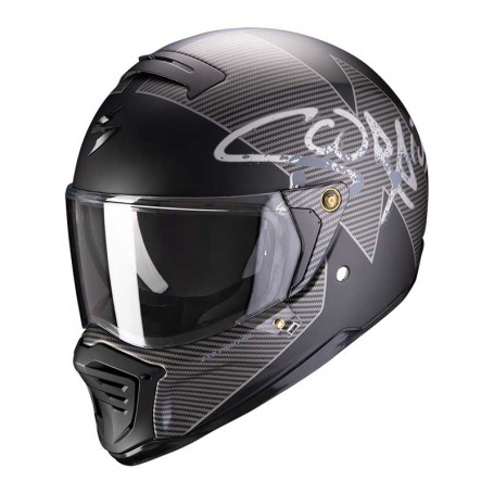 CASCO SCORPION EXO HX1 TAKTIC NEGRO MATE Y PLATA