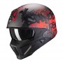 CASCO SCORPION COVERT-X WALL TAPETE ROJO OSCURO Y PLATA