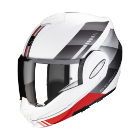 CASCO SCORPION EXO TECH EVO GENRE BLANCO MATE PLATA ROJO