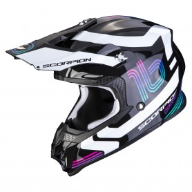 CASCO SCORPION VX 16 EVO AIR TUB NEGRO METAL BLANCO