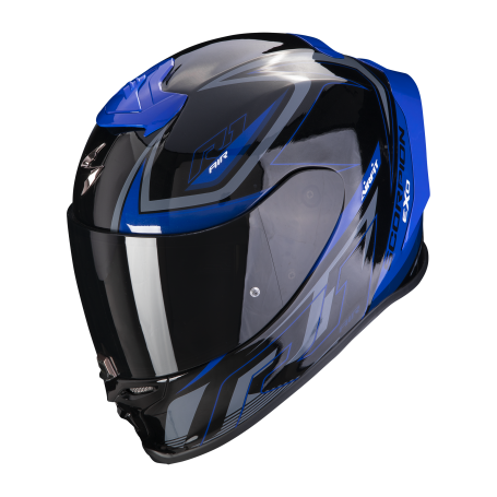 CASCO SCORPION EXO R1 EVO AIR GAZ NEGRO METAL AZUL