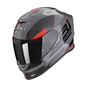 CASCO SCORPION EXO R1 EVO AIR FINAL GRIS NEGRO ROJO