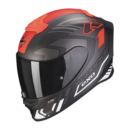 CASCO SCORPION EXO R1 EVO CARBON AIR SUPRA NEGRO MATE PLATA BLANCO