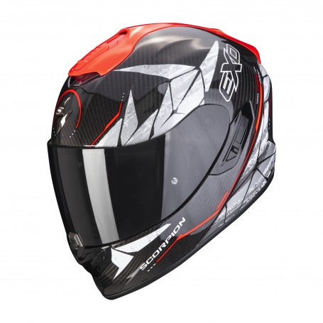 CASCO SCORPION EXO 1400 EVO CARBON AIR ARANEA NEGRO NEON ROJO