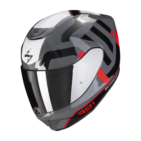 CASCO SCORPION EXO 391 AROK GRIS ROJO NEGRO