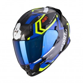 CASCO SCORPION EXO 491 SPIN AMARILLO NEGRO AZUL NEÓN