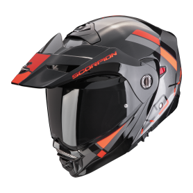 CASCO SCORPION ADX 2 GALANE PLATA NEGRO ROJO