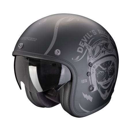 CASCO SCORPION BELFAST EVO ROMEO NEGRO MATE PLATA