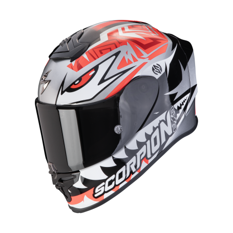 CASCO SCORPION EXO R1 EVO AIR ZACCONE PLATA NEGRO ROJO