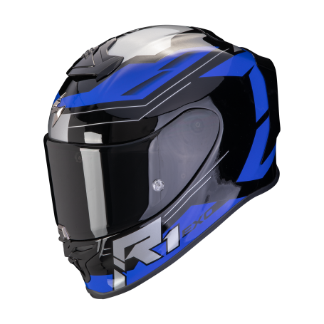 CASCO SCORPION EXO R1 EVO AIR BLAZE NEGRO AZUL ROJO