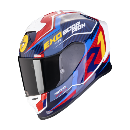 CASCO SCORPION EXO R1 EVO AIR COUP AZUL ROJO AMARILLO