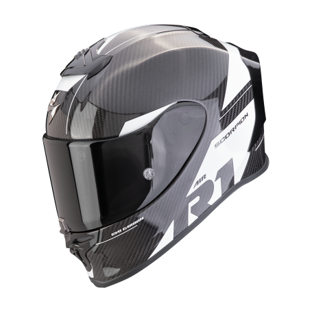 CASCO SCORPION EXO R1 EVO CARBON AIR RALLY NEGRO BLANCO