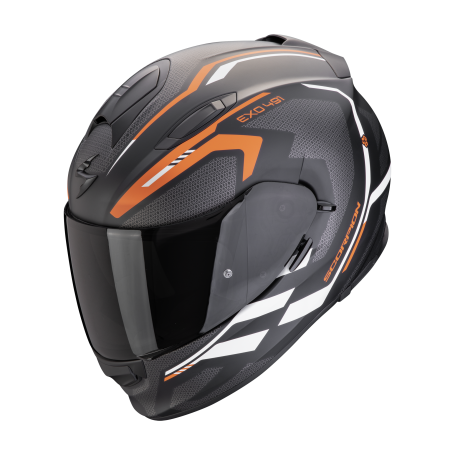 CASCO SCORPION EXO 491 KRIPTA NEGRO MATE NARANJA BLANCO