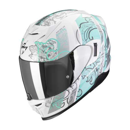 CASCO SCORPION EXO 520 EVO AIR FASTA BLANCO AZUL CLARO