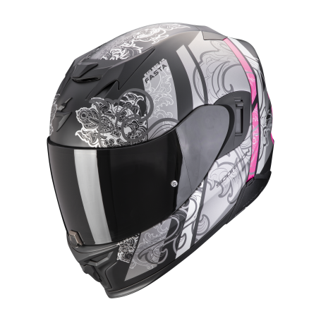 CASCO SCORPION EXO 520 EVO AIR FASTA NEGRO MATE PLATA ROSA