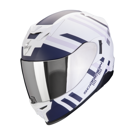 CASCO SCORPION EXO 520 EVO AIR BANSHEE BLANCO MATE AZUL PURPLE