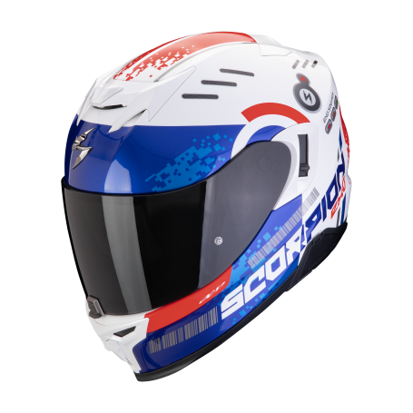 CASCO SCORPION EXO 520 EVO AIR TITAN BLANCO AZUL ROJO