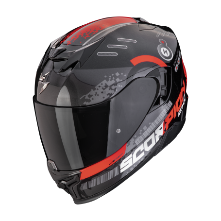 CASCO SCORPION EXO 520 EVO AIR TITAN NEGRO METAL ROJO