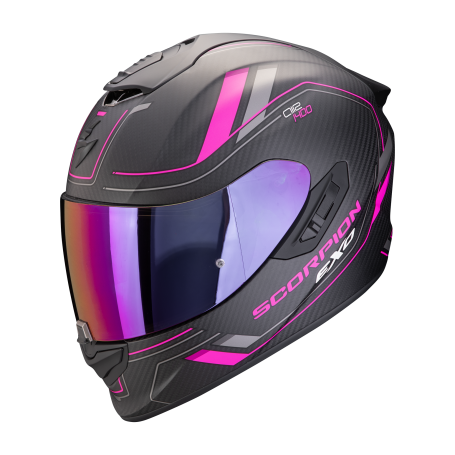 CASCO SCORPION EXO 1400 EVO 2 CARBON AIR MIRAGE NEGROATE ROSA