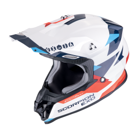 CASCO SCORPION VX 16 EVO AIR ROD BLANCO ROJO AZUL