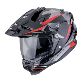 CASCO SCORPION ADF 9000 AIR FEAT NEGRO PLATA ROJO