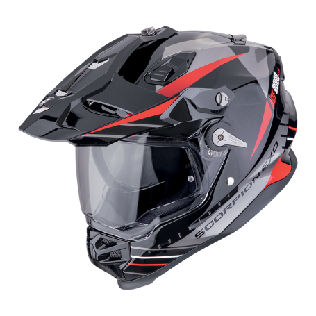 CASCO SCORPION ADF 9000 AIR FEAT NEGRO PLATA ROJO