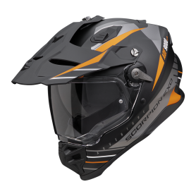 CASCO SCORPION ADF 9000 AIR FEAT NEGRO MATE PLATA NARANJA