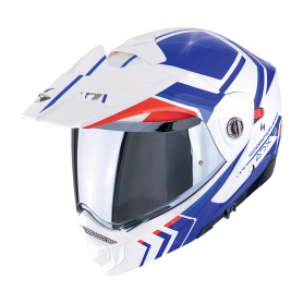 CASCO SCORPION ADX 2 LEWIS BLANCO AZUL ROJO