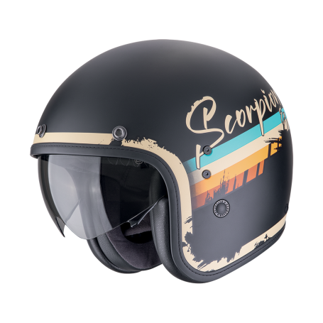 CASCO SCORPION BELFAST EVO ADONIS NEGRO MATE BEIGE
