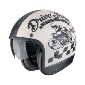 CASCO SCORPION BELFAST EVO DRIVE FAST CREME MATE NEGRO