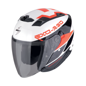 CASCO SCORPION EXO 230 BAND BLANCO NEGRO ROJO