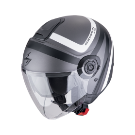 CASCO SCORPION EXO CITY II RIVA PLATA MATE NEGRO BLANCO
