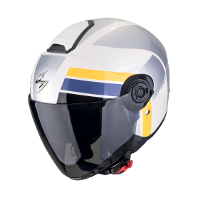 CASCO SCORPION EXO CITY II BLUR BLANCO PLATA AMARILLO