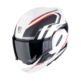 CASCO SCORPION EXO TECH EVO FURIO BLANCO MATE NEGRO ROJO
