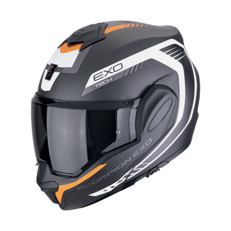 CASCO SCORPION EXO TECH EVO CARBON COSY NEGRO MATE NARANJA