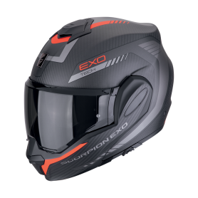 CASCO SCORPION EXO TECH EVO CARBON COSY NEGRO MATE ROJO