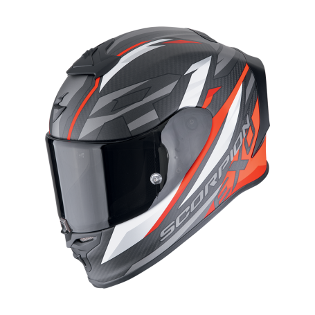 CASCO SCORPION EXO R1 EVO CARBON AIR RUNNER NEGRO MATE ROJO