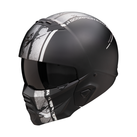 CASCO SCORPION EXO COMBAT II LORD NEGRO MATE PLATA