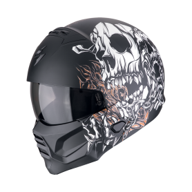CASCO SCORPION EXO COMBAT II GENESIS NEGRO MATE BLANCO ORO
