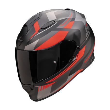 CASCO SCORPION EXO 491 ABILIS NEGRO MATE PLATA ROJO