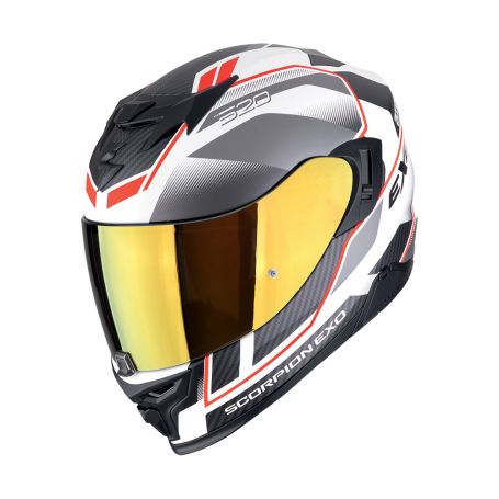 CASCO SCORPION EXO 520 EVO AIR LENA BLANCO MATE PLATA ROJO