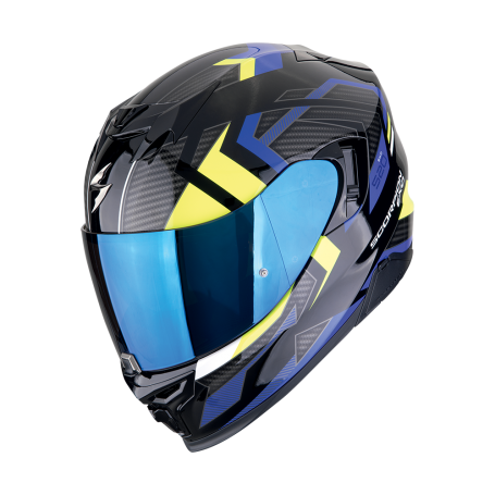 CASCO SCORPION EXO 520 EVO AIR SENSUS NEGRO AZUL AMARILLO NEON
