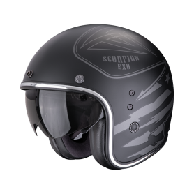 CASCO SCORPION BELFAST EVO DAWG NEGRO PLATA MATE