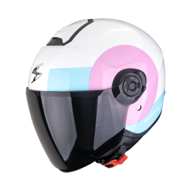 CASCO SCORPION EXO CITY II SHEER BLANCO ROSA AZUL CLARO