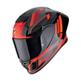 CASCO SCORPION EXO R1 EVO II AIR VITAL NEGRO PLATA ROJO