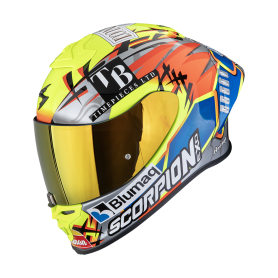 CASCO SCORPION EXO R1 EVO II AIR ARON MISANO PLATA AMARILLO NE? AZUL