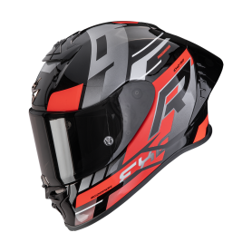 CASCO SCORPION EXO R1 EVO II AIR ADRENALINE NEGRO ROJO PLATA