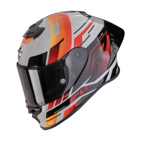 CASCO SCORPION EXO R1 EVO II AIR ADRENALINE GRIS ROJO NARANJA